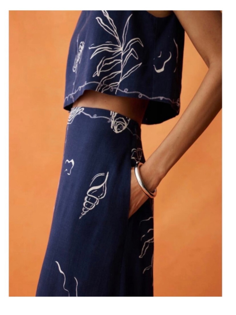 Women's Few Moda Navy White Sea Life Print Skirt Set Size 0 - Picture 2 of 9